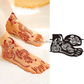 Bridal Henna Tattoo Stencil Pair of Foot PVC Temporary Designs Body Art Products-Reusable 3-Layer Tattoo Stickers for Brides