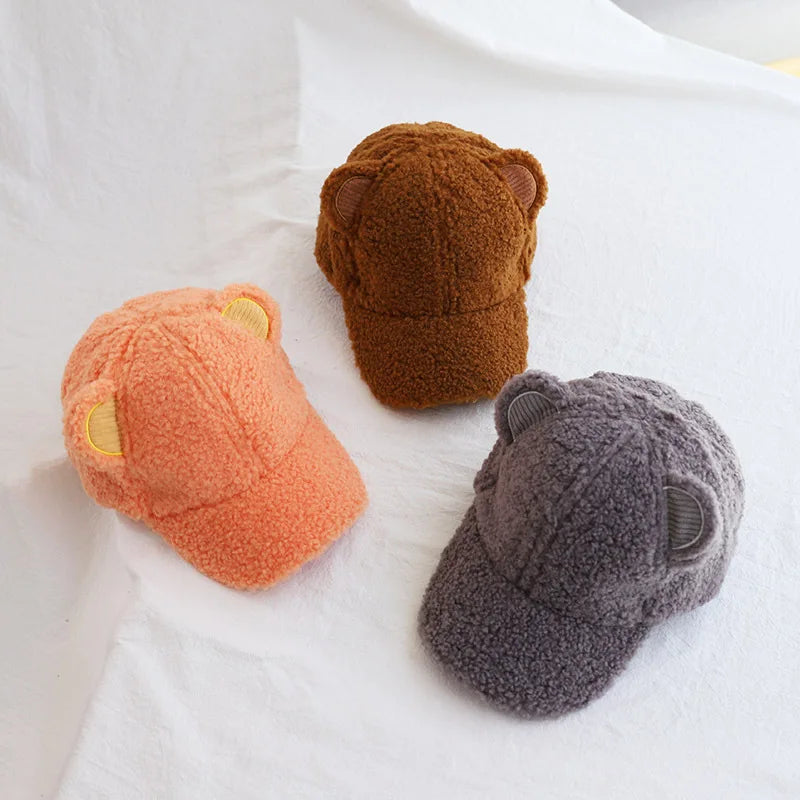 Cute Ear Fashion Winter Baseball Cap Keep Warm Comfortable for Kids Hats Fashion Sherpa Baseball Hat