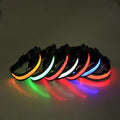 Wholesale Multi-colors Pet Dog Collar Nylon Adjustable Solar Charger Usb Charging Led Dog Flash Collar