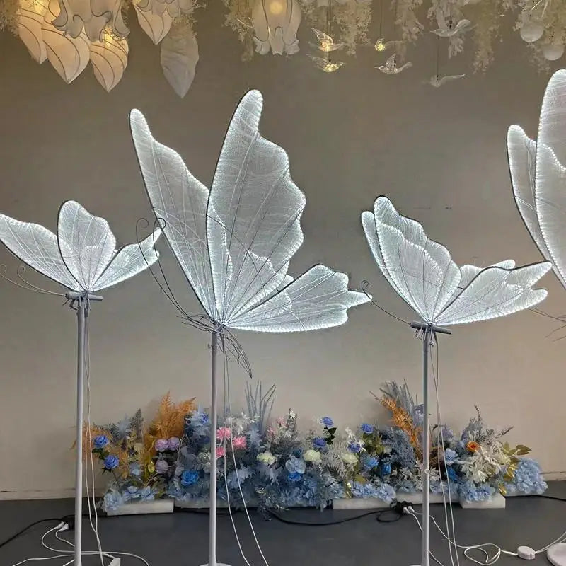 Christmas Glowing Butterfly Wings Pendant Ceiling Decoration Wedding Signpost Hotel New Year Lights Birthday Party MegaBDM