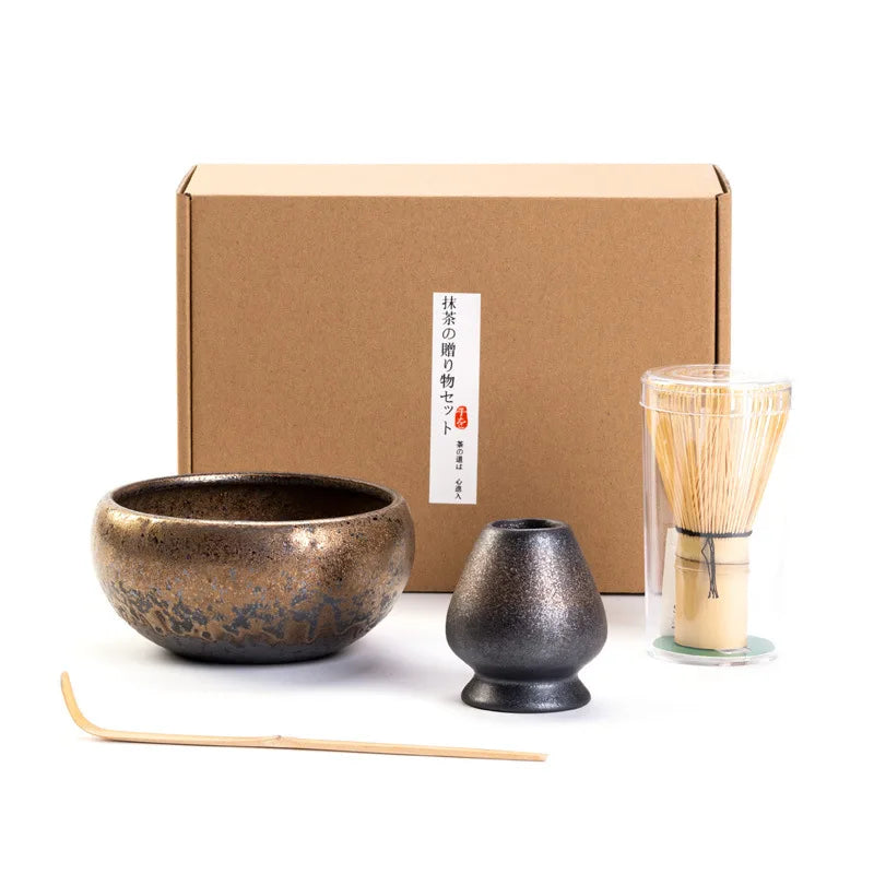 Japanese Matcha Tea Set with Ceramic Bowl Whisk and Color Box for Your Daily Matcha Experience