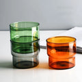 Stackable Drinkware BPA Free Handmade 300ml 380ml Colored Stack Classical High Borosilicate Glass Drinking Cup for Coffee Milk