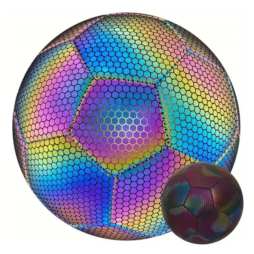 Holographic Glowing Reflective Soccer Ball Light up Camera Flash Holographic Soccer Ball