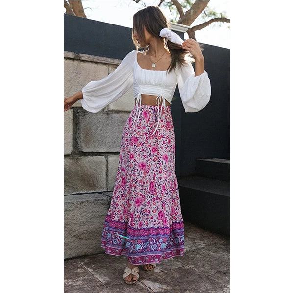 2023 square Collar Solid Color Double Drawstring Top With Slim-fit Lantern Full Sleeve T-shirt for Women