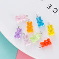 2025 Korean Cute Crystal Colorful Plastic Small Black Resin Gummy Candy Bear Keychain Charms
