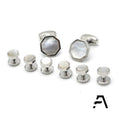 8pcs Hexagon Silver Plating Mother of Pearl Cufflinks Studs Set Men's Jewelry