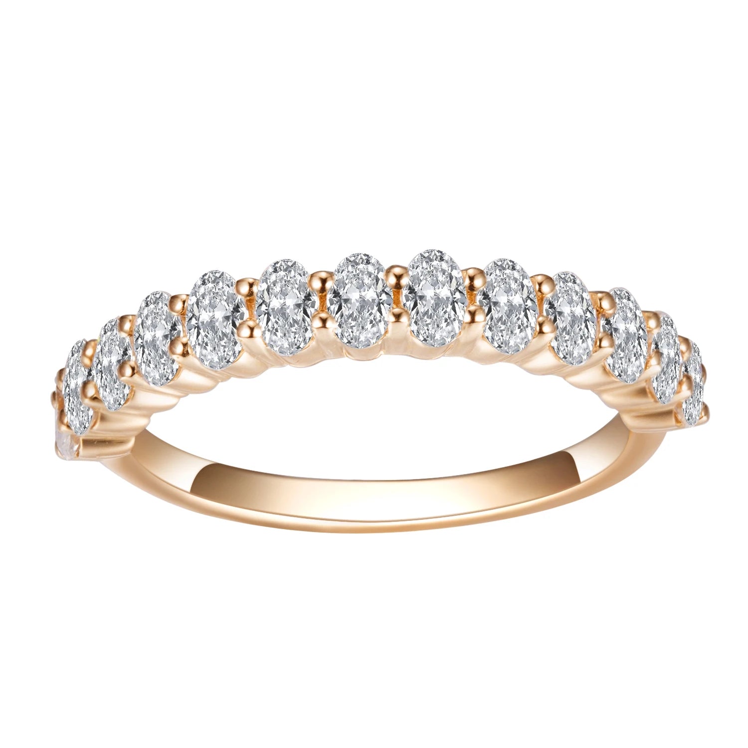 Classics Design Jewelry MSR-498 Half Eternity Engagement Rings 18k Gold Plated 2x3mm Oval Cut Mosissanite Ring