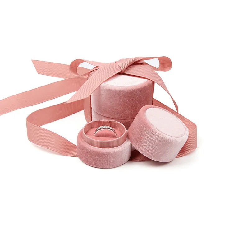 FORTE 'Jewelery' Packaging Pink Ring Velvet Jewelry Gift Packaging Box with Ribbon