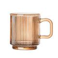 OEM/ODM Minimalism Colorful Coffee Glass Mug Modern Mug Glass Vertical Striped Glass Coffee Mug With Handle