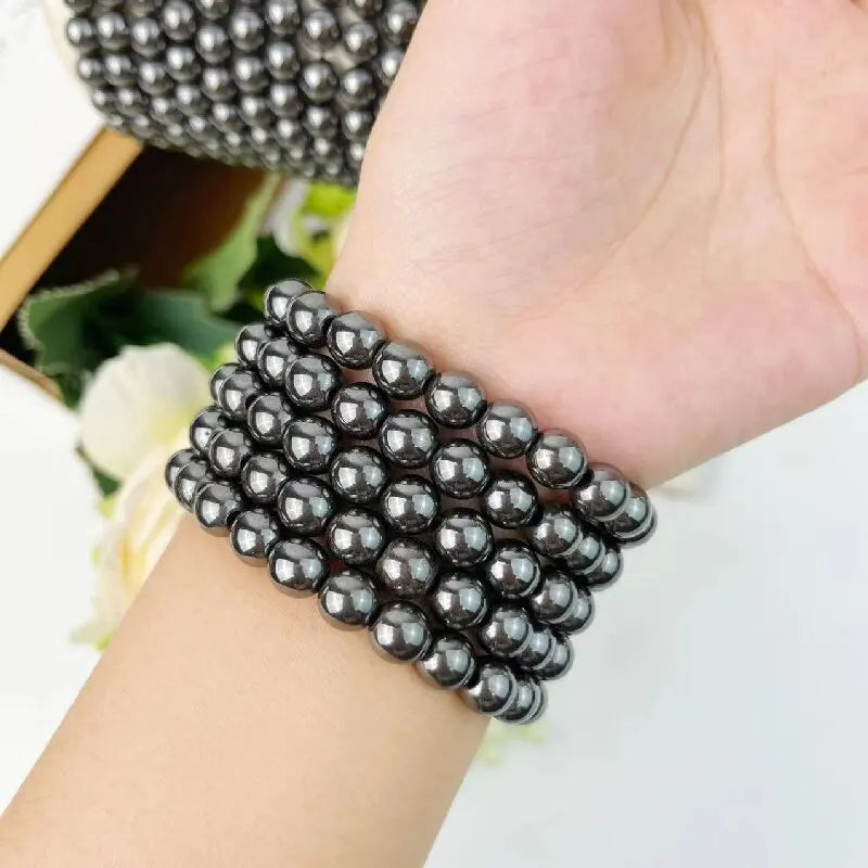 Wholesale Cheap Price Fashion Jewelry 8mm Metal Bead Hematite Elastic Bracelet for Jewelry Gifts