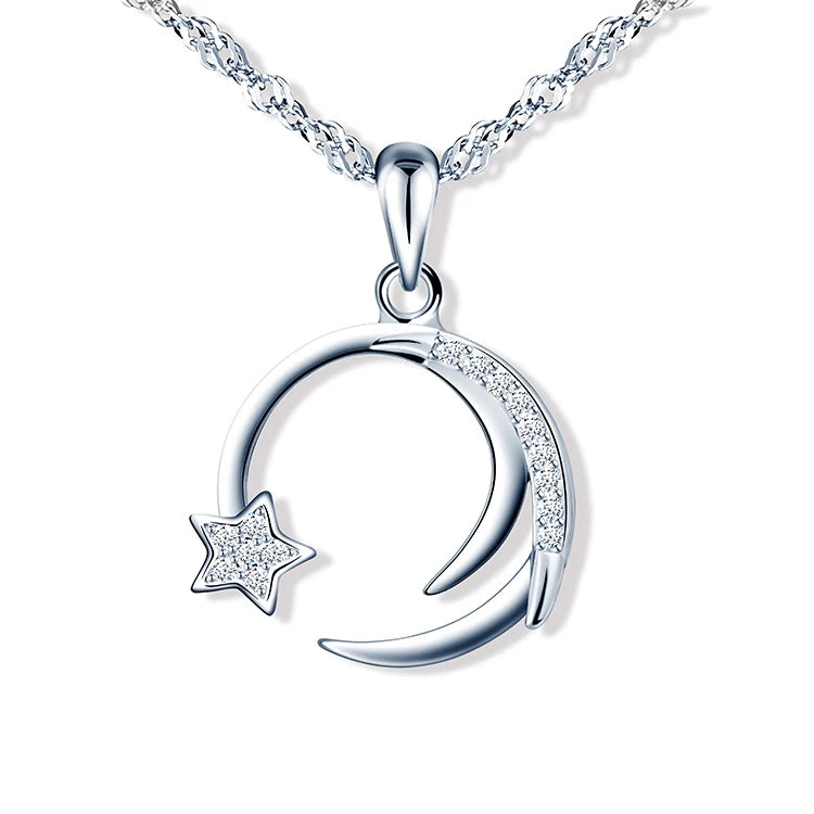 925 Sterling Silver Beautiful Necklace for Women Moon Necklace