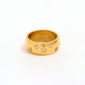 Non Tarnish 18K Plain Gold Dainty Zirconia Pentastar Ring Stainless Steel Trendy Simple Gold Plated 2022 Jewelry
