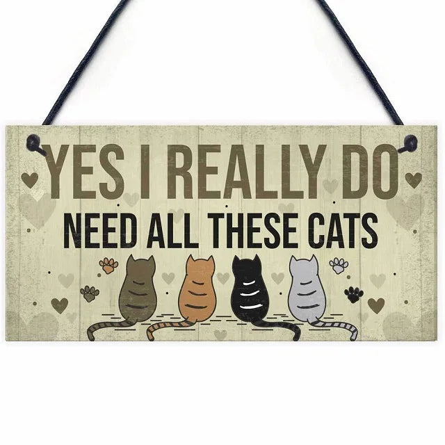 Home Wall Decor Girl Bedroom Decoration Wooden Cat Sign Dog Sign Lovely Cute Cat Hanging Wooden Plaque Sign