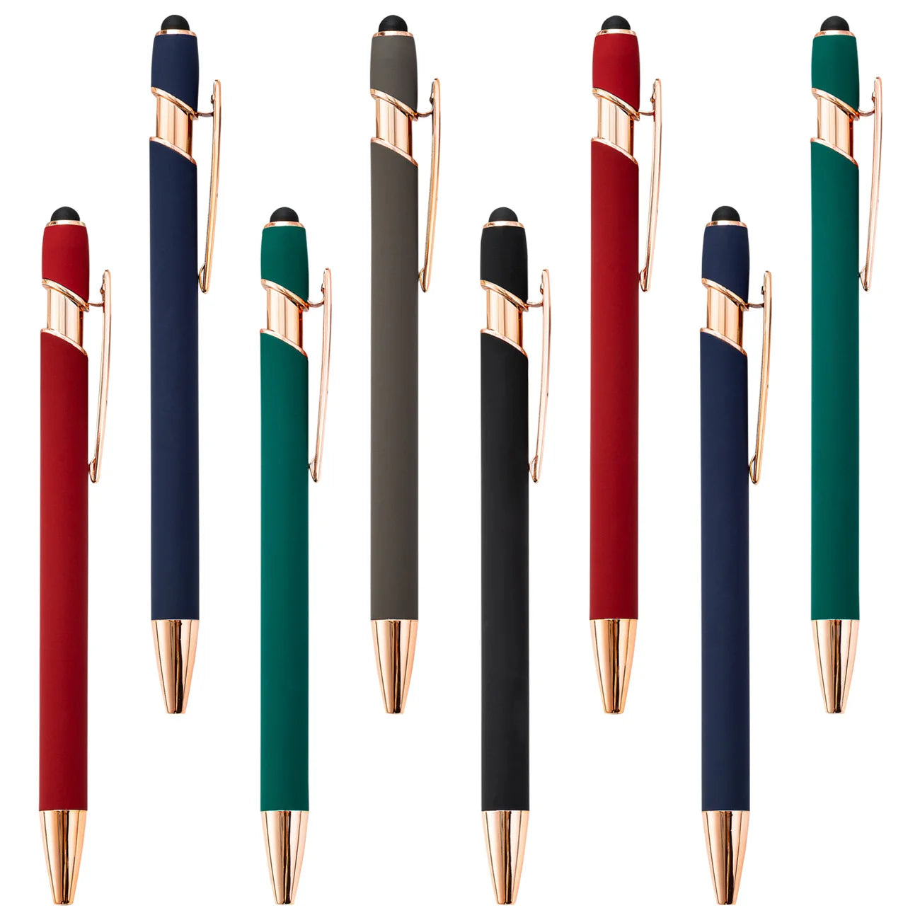 Zeamor Golden 2 in 1 Phone Stylus Logo Engraving Custom Soft Touch Rubberized Aluminum Metal Pen With Rubber