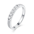925 Sterling Silver Eternity Wedding Band Ring Rhodium Plated Prong Set Zirconia Classic Design Anniversary Engagement Ring