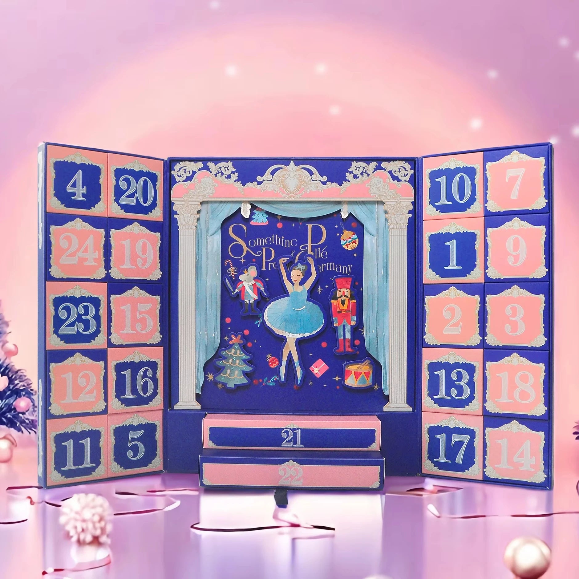 MOQ 20pcs Stock Wholesale Luxury Christmas Advent Calendar Box 24 Days with Two Magnetic Doors 3D Girl Dancing Kit Scene