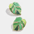 Fashion Enamel Monstera Leaf Stud Earrings Bohemian Style Green Palm Leaf Earrings 2020 MegaBDM
