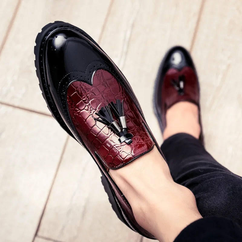 Mens Loafers Versatile Business Comfort Light Luxury British Style Multicolor Bright Surface With Thick Bottom Dress Shoes