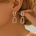 Elegant and Simple Copper Geometric Stud Earrings with Luxury New Design Zircon Drop Fashion Jewelry for Party Cocktail Gift