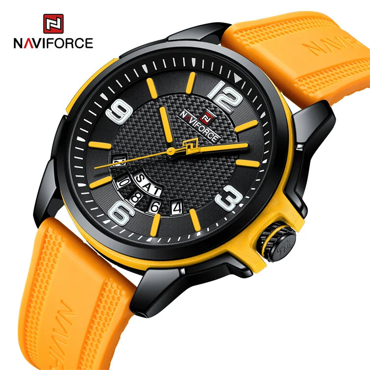 NAVIFORCE Factory 9215 Custom Sports Watch Japan Quartz Retro TPU Silicone Watches with Date Window