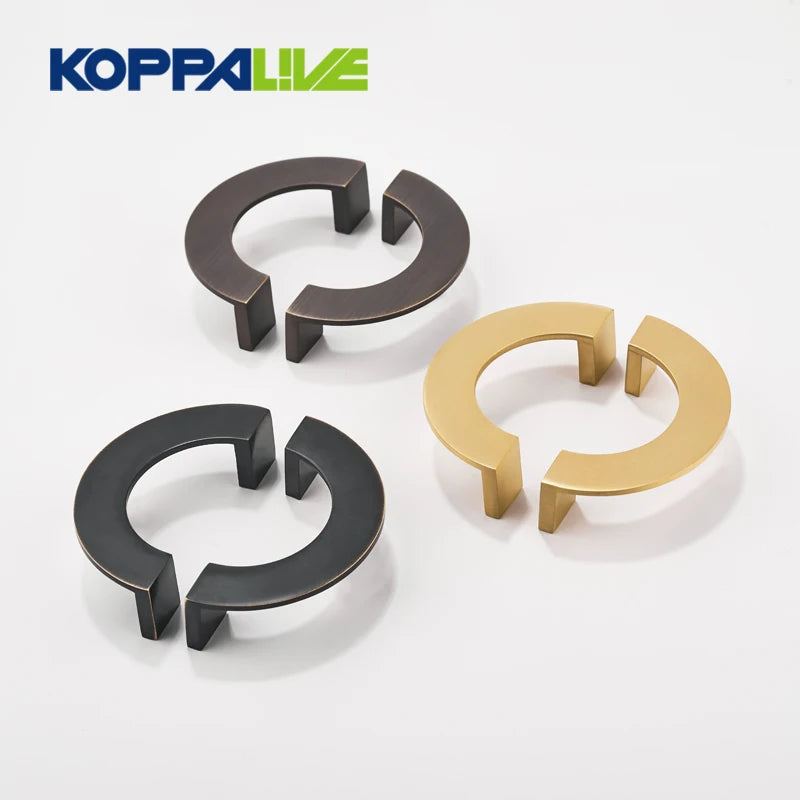 Koppalive Half Moon Semi-circular Drawer Knob 64mm Bookcase Wardrobe Cabinet Door Brushed Brass Half Round Handles