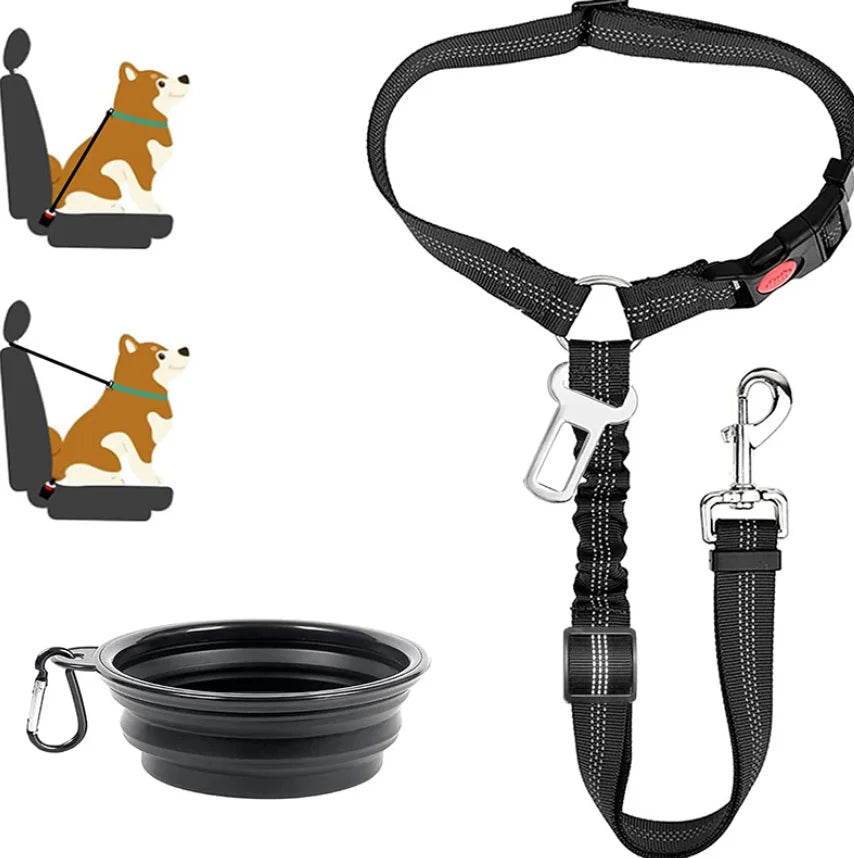 New Pet Car Safety Rope Ring Adjustable Metal Buckle Elastic Seat Belt Quality Nylon Rear Seat Dog Traction Belt
