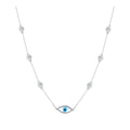 925 Sterling Silver Demon Eye Necklace Blue Pave Setting CZ Neck Chain for Women Anniversary Party Gift Fine Jewelry SCN505