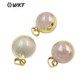 WT-P1810 Adorable Small Round Ball Aura Crystal Pendant Fantasy pink Quartz Women's Jewelry Accessories Natural Quartz Pendant