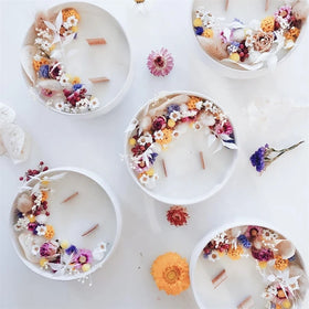 Soy Wax Wick Smokeless Handmade Candles with Dried Flower Decoration