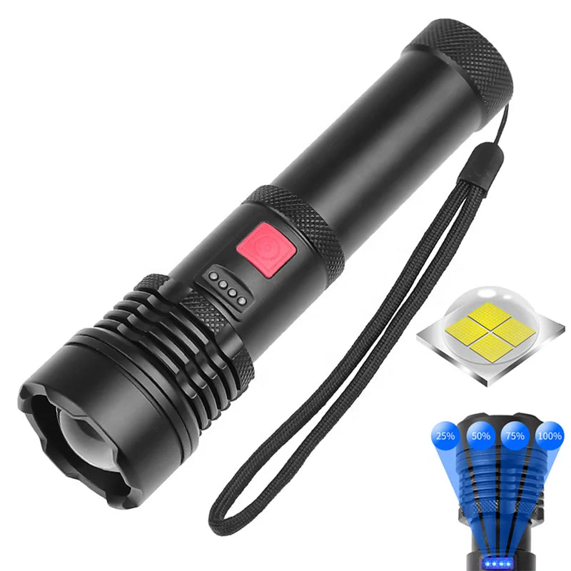 LED Rechargeable Flashlight XHP50 Hand Torch Light Remote Illumination Tactical Flashlight Outdoor Searchlight