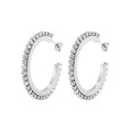 Cheap White and Black CZ Stainless Steel Chunky Hoop Earrings