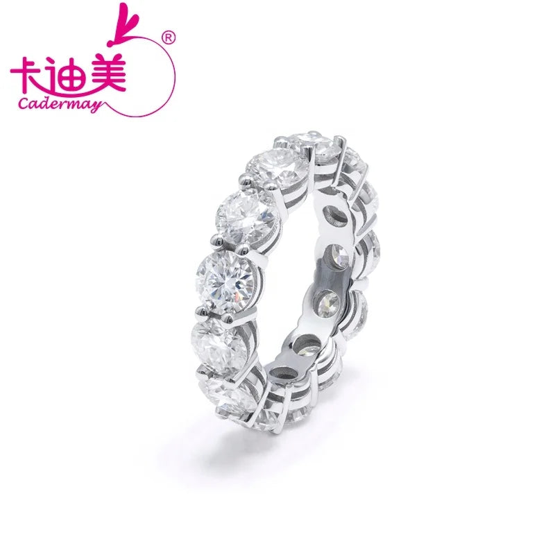 D VVS Synthetic Moissanite Diamond Eternity Ring Band S925 Ring Excellent Cut Round Moissanite Gemstone Engagement Wedding Ring