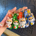 Cartoon Zodiac Keychain Cute Tiger Rabbit  Doll Key Ring Women Couple Kids Backpack Key Chains Birthday Gifts