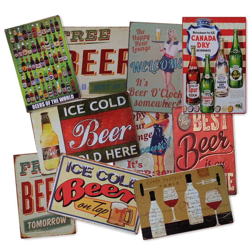 Best Beer Time Vintage Metal Plate Tin Signs 20cm X 30cm Retro Wall Decor for Lounge Bar Cafe Home Kitchen Restaurant