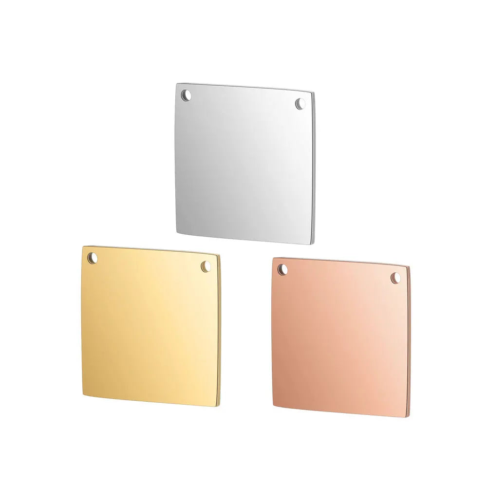 Wholesale DIY Jewelry Charms Pendants Customized Logo Laser Engraved Charms Stainless Steel Silver Square Blank Dogtag Pendant
