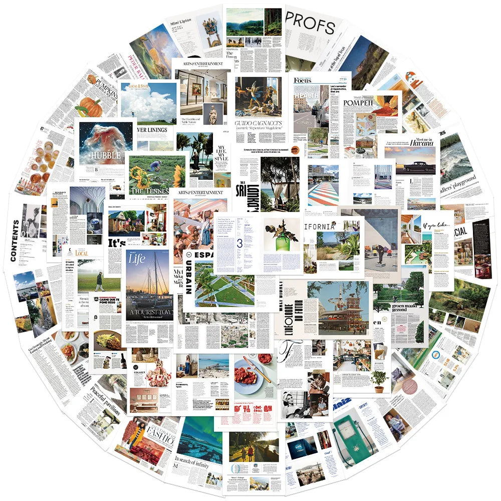 52PCS Fashional aesthetic outdoor traveling scenery art poster literary sticker