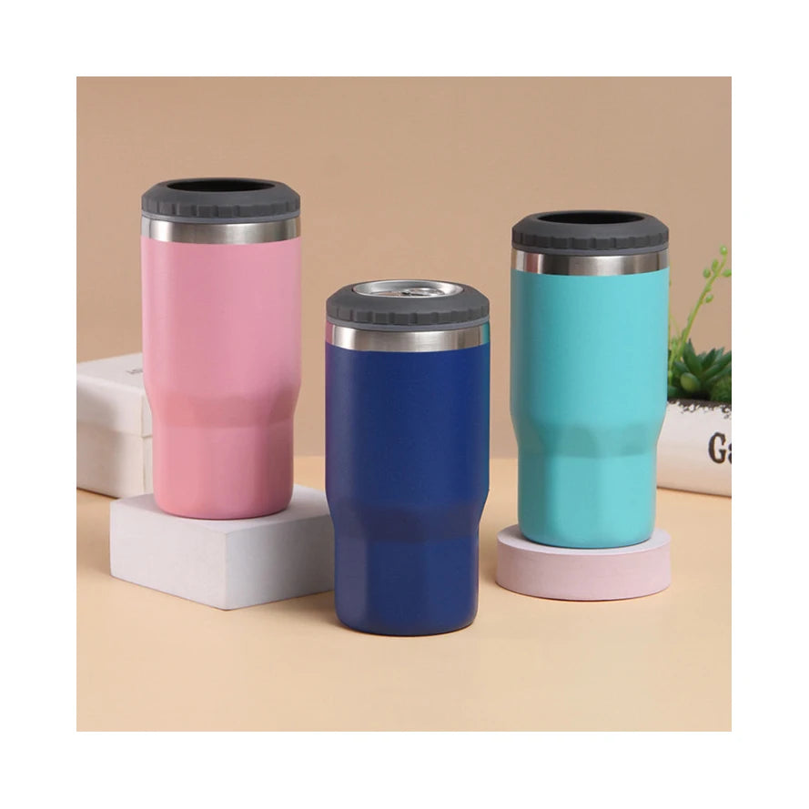 4 1 Stainless Steel Double Wall Insulation Eco-Friendly Can Cooler Beer Bottle Insulator 14oz/400ml 16oz/480ml Sizes Travel Cup
