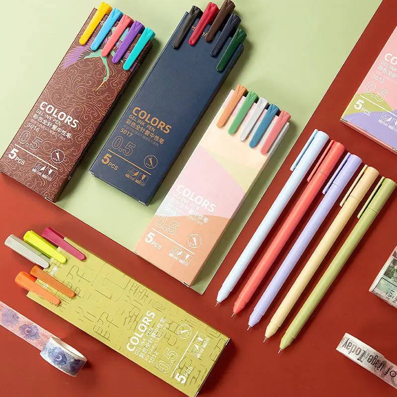 Retro Color Gel Pen Set Office Marker Pens Kawaii Pen 0.5mm