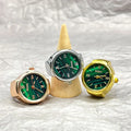 Hot Sales New Mini Green Analog Dial Ring Watch Quartz Creative Fashion Accessories for Men Women Trendy Shell Finger Ring Gift