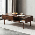 Mid Century Modern Minimalist Solid Oak Wood Square 2 Drawers Nordic Storage Coffee Table Home Furniture