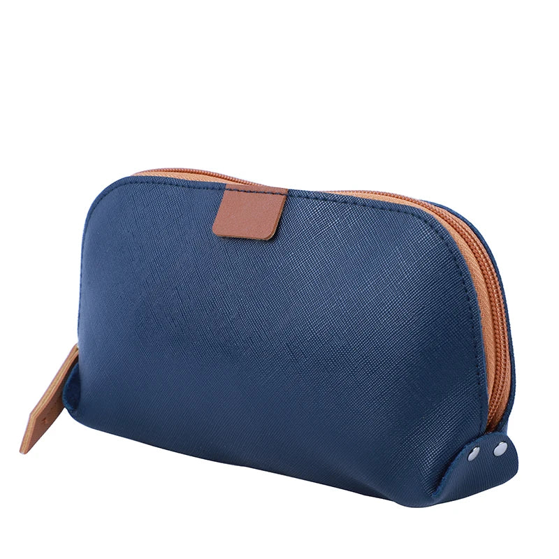 Custom LOGO Fashion Airline Amenity Kit Zipper Closure Vegan Leather Cosmetic Makeup Bags