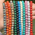 AsVrai U Natural Stone Beads  Synthetic Turquoise Striped Malachite  Round Spacer Loose Beads for Jewelry Making DIY Bracelet