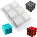 3D Bubble Cube Candle Molds 6 Cavity Bubble Silicone Candle Mold for Candles Soap Christmas Chocolate Fondant Dessert
