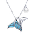Mermaid Tail Pearl Necklace 925 Sterling Silver with Freshwater Pearl Ocean Bridal Jewelry Gift for Women SCN309