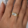 2024 Dazan SUMMER New HOT Ins Trendy 18k PVD Gold Plated Stainless Steel Vintage Court Square Clear Zircon Ring Luxury Jewelry