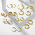 Vintage Punk 18K Gold Plated Thick C-Shaped Twisted Huggie Hoop Earrings Hypoallergenic Chunky Brass Jewelry with Diamond Pearl