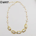 WT-JN210 Italian Designer New Style Gorgeous 18k Real Gold Plated Natural Freshwater Pearl Necklace in 16 Inch Long Birth Gift