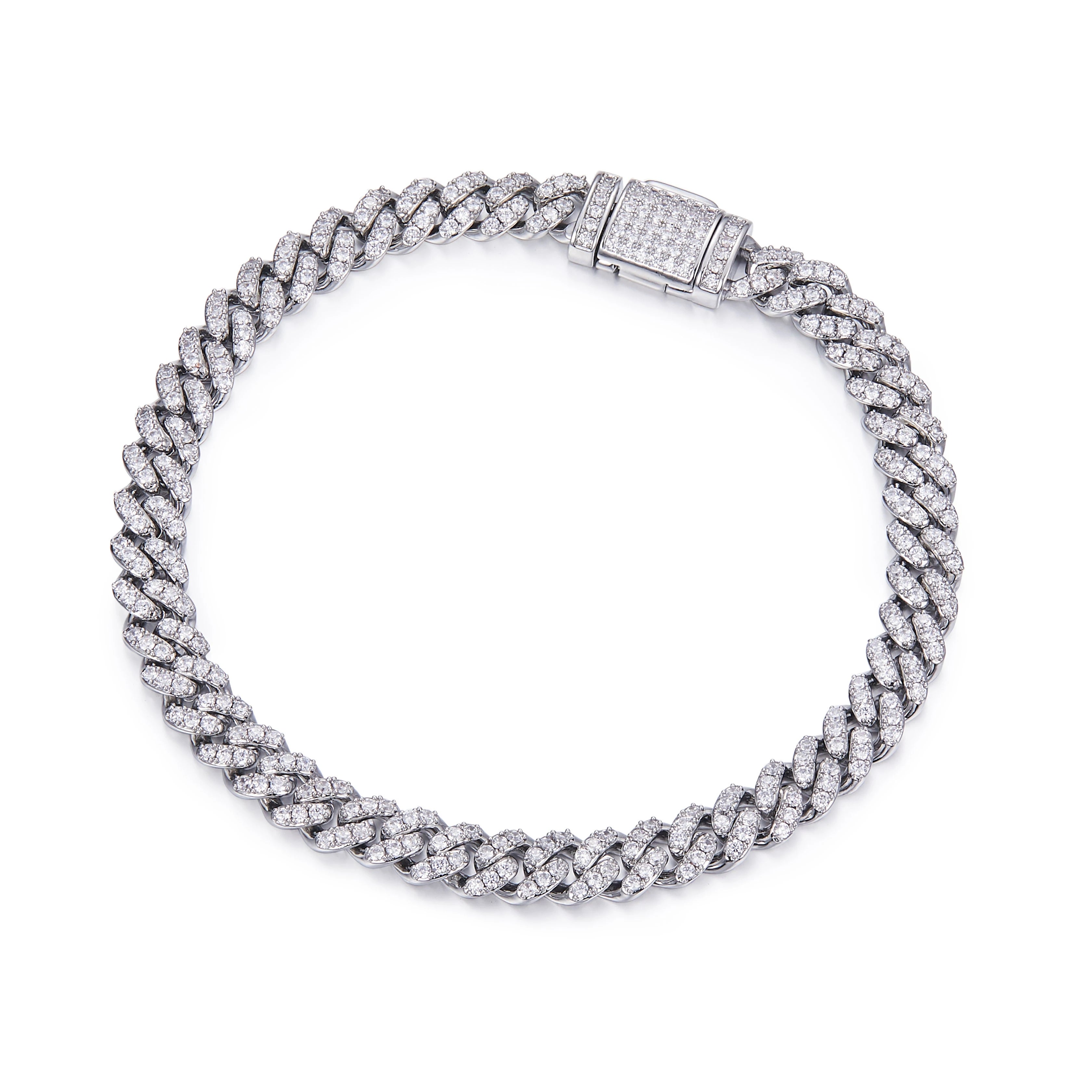 Wish Jewelry S925 Sterling Silver Chain for Men 6mm Wide High Quality Silver 925 Jewelry Cuban Moissanite Men'S Bracelet