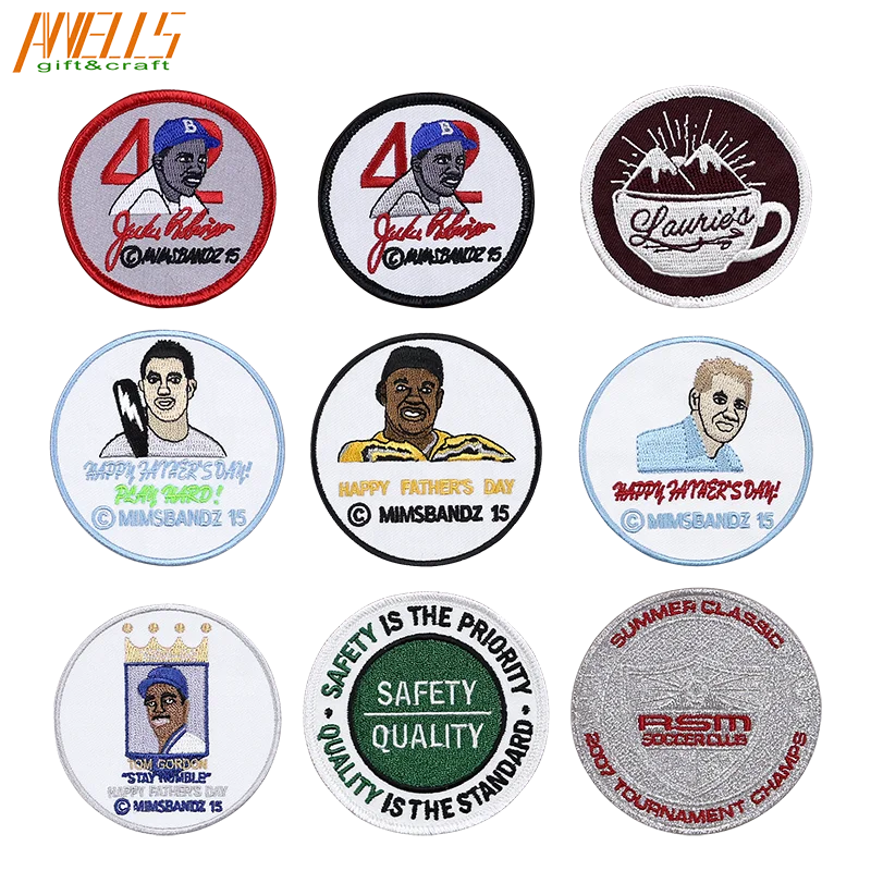 Custom Made AWELLS Embroidered Iron-On Twill Badges Calavera Mexican Sugar Biker Day Dead Patterned Rectangular Cloth Patches