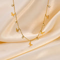 Waterproof Jewelry 18k Gold Plated Charm Necklace Stainless Steel Multi Style Butterfly Star Heart Choker Necklaces for Women